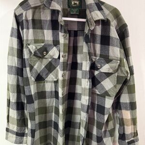 Green and Black Plaid Flannel Shirt